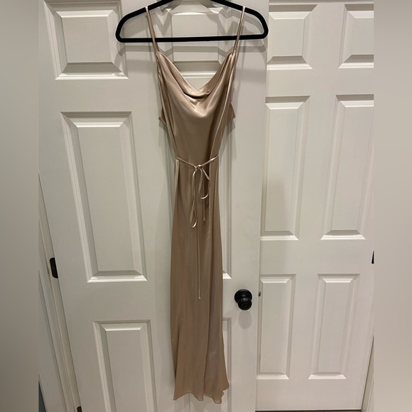 Taupe Satin Midi Dress, Shona Joy from Revolve - Picture 2 of 5